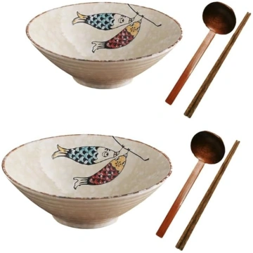 Japāņu keramikas Ramen bļoda, nūdeļu bļoda zupai, 