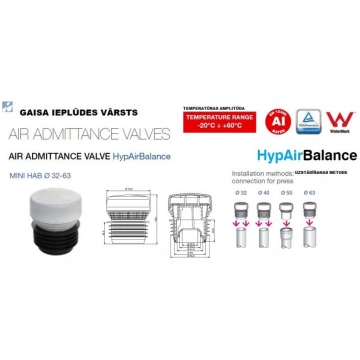 Capricorn gaisa vārsts Dn32-63mm (7,6 L/s), 170095