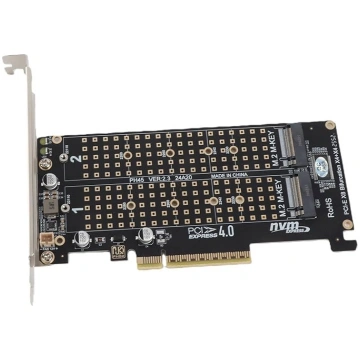 PCIE to NVME Dual Bay Expansion Card, Dual M.2 NVM