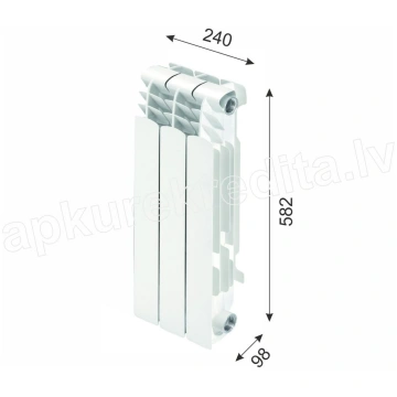 4 kv.m. Alumīnija radiators 98x582x240mm Ferroli /