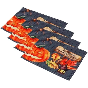 VICASKY 4-Piece Halloween Place Mat with Pumpkin P