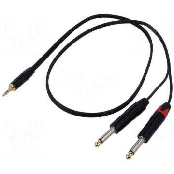 Cable | Jack 3.5mm plug,Jack 6,3mm plug x2 | 1m | 