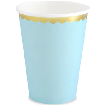 Papīra vienreizlietojamās krūzes Light Blue 220 ml