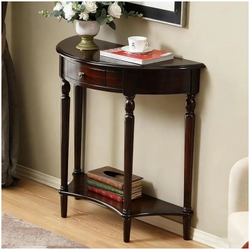 2-Tier Crescent Moon Console Table with Drawer, So