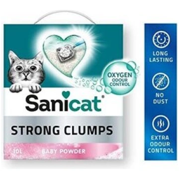 Pakaiši kaķiem Sanicat Strong Clumps Baby powder, 