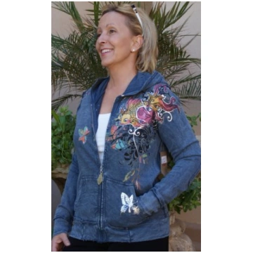 Butter Blue Heart And Fish Hooded Jacket With Rhin