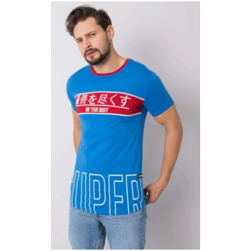Vīriešu zils kokvilnas t-krekls. Blue XL, L Nav no