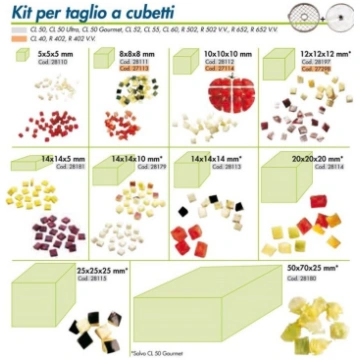 Dicing discs and french fries suitable for vegetab