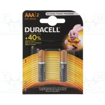 Battery: alkaline; AAA,R3; 1.5V; non-rechargeable;