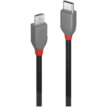 Lindy 0.5m USB 2.0 Type C to Micro-B Cable, Anthra