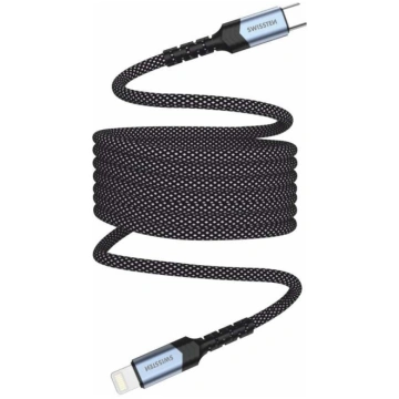 Vads Swissten, USB Type C/Lightning, 100 cm, melna