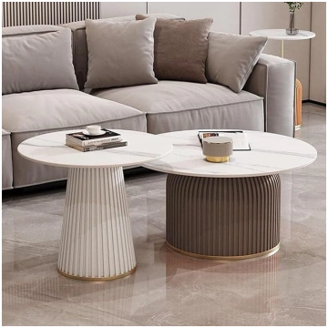 Slate Round Nesting Coffee Table Set of 2 Marble P