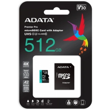MEMORY MICRO SDXC 512GB W/AD./AUSDX512GUI3V30SA2-R