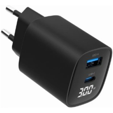 Gembird 2-port 30W USB fast charger, LCD TA-UC-PDQ