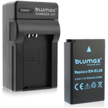 Blumax EN-EL20 800 mAh + EN-EL20 lādētājs Piemērot