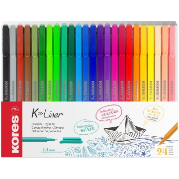 Marķieru komplekts KORES K-Liner 0.4mm 24 krāsas