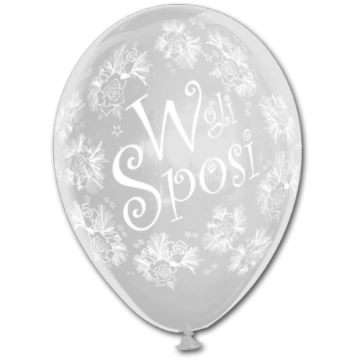 BALLOON PRINTED "JUST MARRIED" WITH SMALL ROSES 12