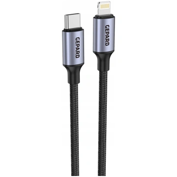 Kabel USB Gepard USB-C - Lightning 1.2 m Czarny (G