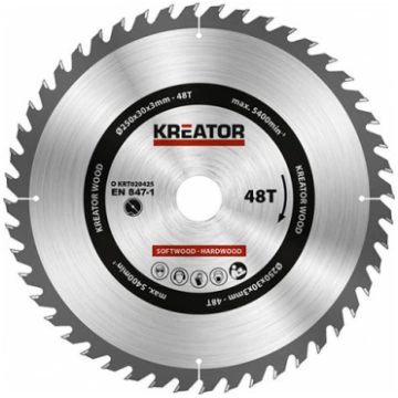 Kreator Zāģa ripa kokam 250x30x3.0mm, 48 zobi Krea