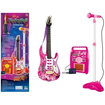 Muzikālie instrumenti - Pink electric guitar with 