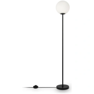 Maytoni Ring stāvlampa ar stikla abažūru, melna