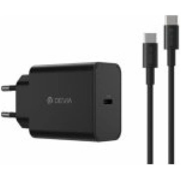 Devia Rocket PD 45W 1x USB-C black+ cable USB-C lā