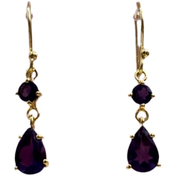 Delilah Drop Earrings - Amethyst Gemstone Gold Hot