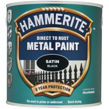 Metāla aizsargkrāsa Hammerite Satin 0.75 L melna