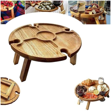 Folding Picnic Table With Glass Holder Round Folda