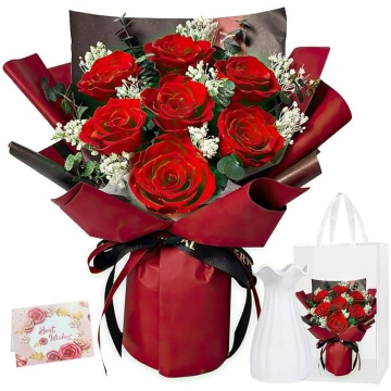Mūžīgā roze – ziedu pušķis ar vāzi | Infinity Rose