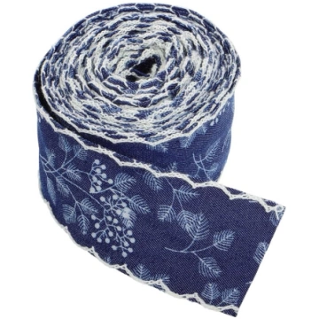 LIFKOME Blaues Jeansstoffband mit Spitzenkante aus