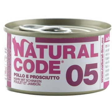 NATURAL CODE 05 Vista Un Šķiņķis konservi kaķiem, 
