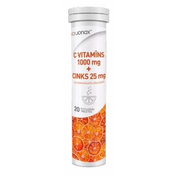 JONAX C Vitamīns 1000 mg+CINKS 25 mg putojošās tab