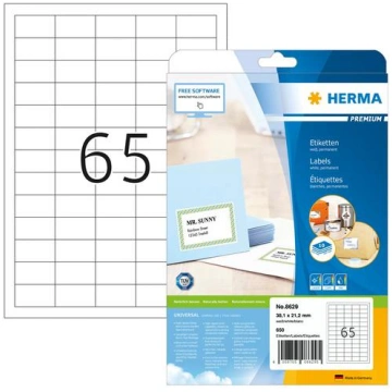 Herma Premium A4 labels, white, 38.1x21.2 mm, 650 