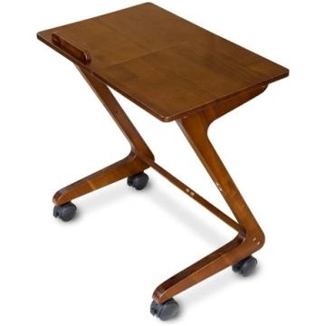 TV Tray Table with Wheels, Solid Rubberwood, Side 