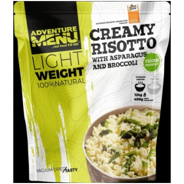 Lightweight Creamy risotto with asparagus and broc