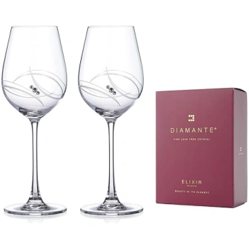 DIAMANTE Divas Swarovski Atlantis baltas vīna glāz