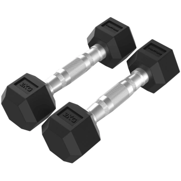 Hantlid TUNTURI Platinum Hex Rubber Dumbbell, 2x 2