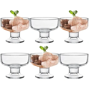 6 saldējuma glāžu komplekts, 200 ml stikla deserta