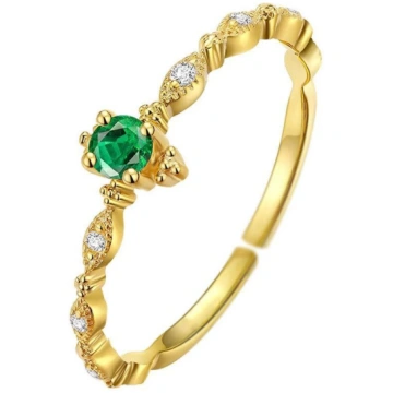 S925 Sterling Silver Inlaid Emerald Diamond Plated