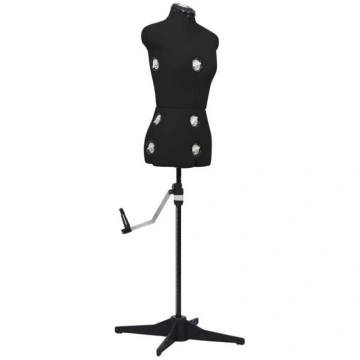 vidaXL sievietes manekens, regulējams, melns, S, 3