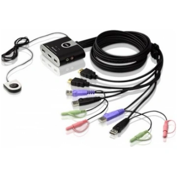 Aten 2-Port USB HDMI/Audio Cable KVM Switch with R