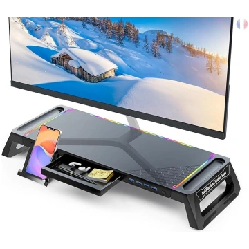 MOOJAY Desktop Monitor Stand with 4 USB 3.0 Hub an