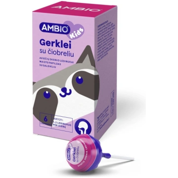 AMBIO KIDS rīklei ar timiānu, 6 aveņu garšas leden