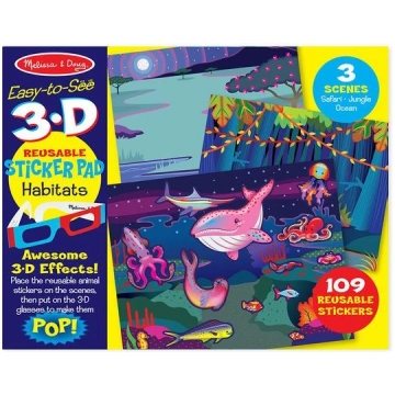 3D uzlīmes + brilles "Dzīvnieki" Melissa & Doug 19