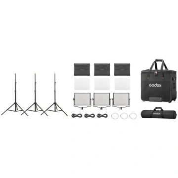 Godox Studio LED Light Panel 3 Light Kit P120BI K2