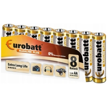 Eurobatt Alkaline Plus R6 baterijas AA 8-paka
