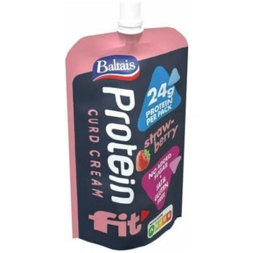 Biezpiena krēms zemeņu Protein 200g stāvpaka, Balt