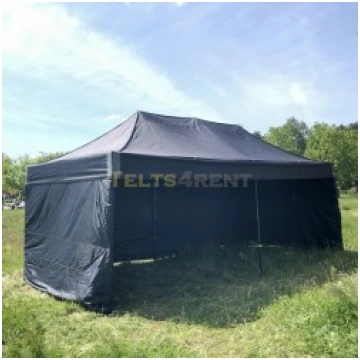 Telts 6x3m melna ar sienām