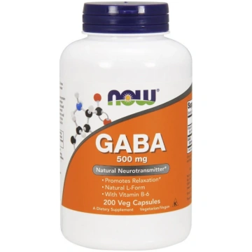 NOW Foods GABA ar B6 vitamīnu, 500 mg - 200 kapsul